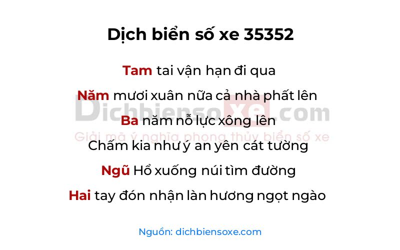 Dịch thơ biển số 35352