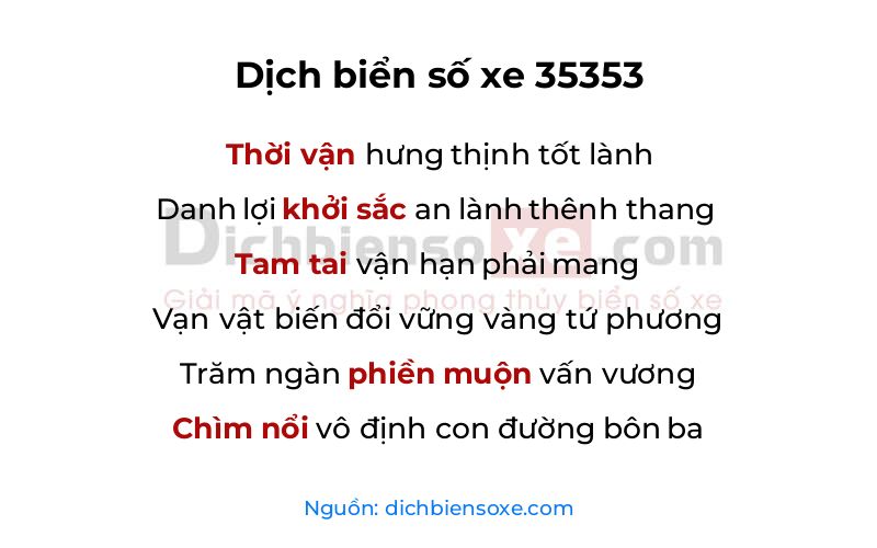 Dịch thơ biển số 35353