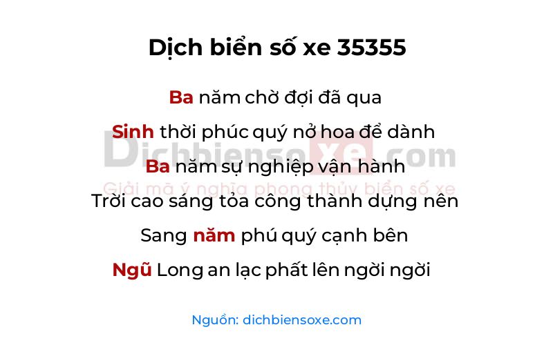 Dịch thơ biển số 35355