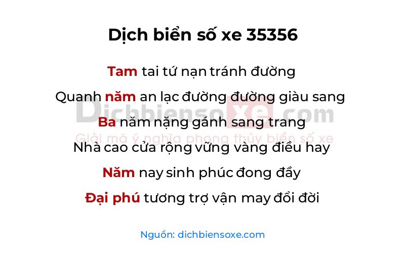 Dịch thơ biển số 35356