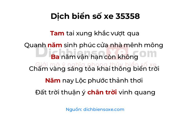 Dịch thơ biển số 35358