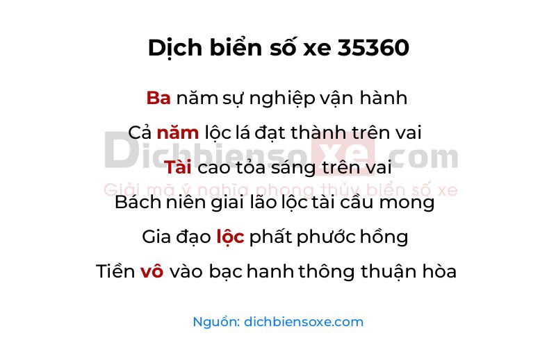 Dịch thơ biển số 35360