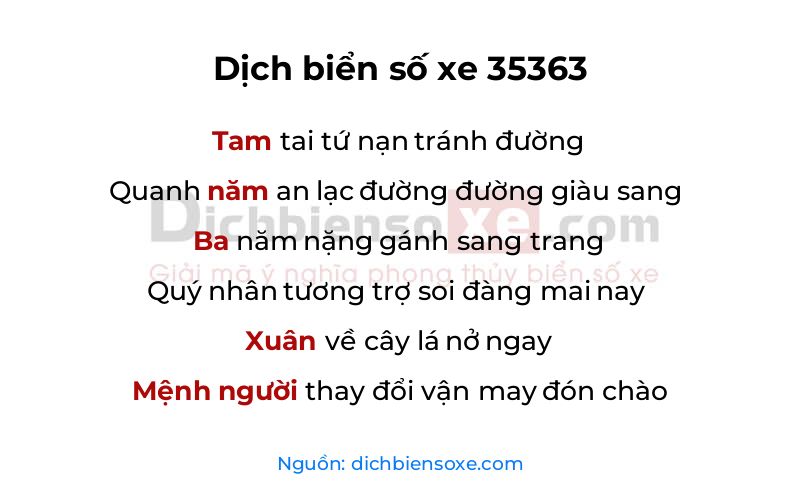 Dịch thơ biển số 35363