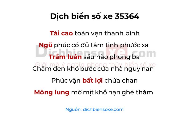 Dịch thơ biển số 35364