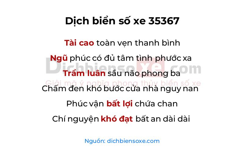 Dịch thơ biển số 35367