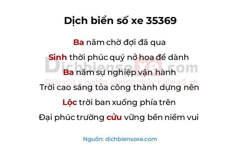 Dịch thơ biển số 35369