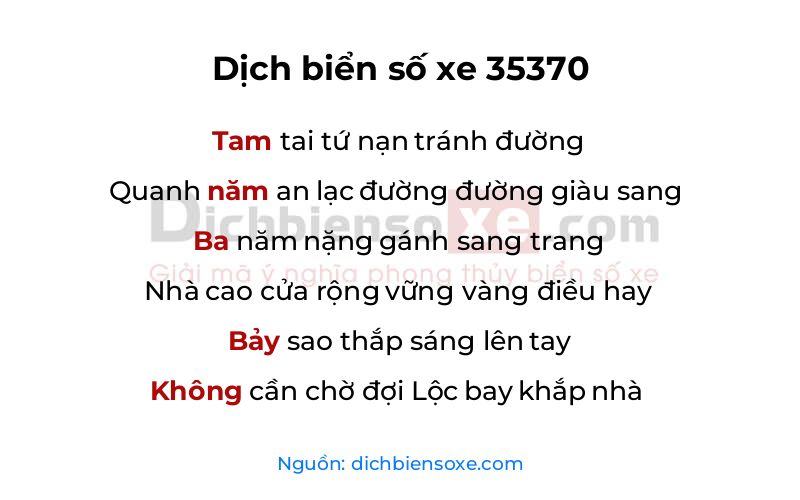 Dịch thơ biển số 35370