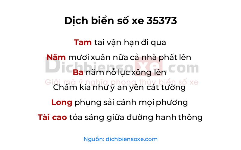 Dịch thơ biển số 35373