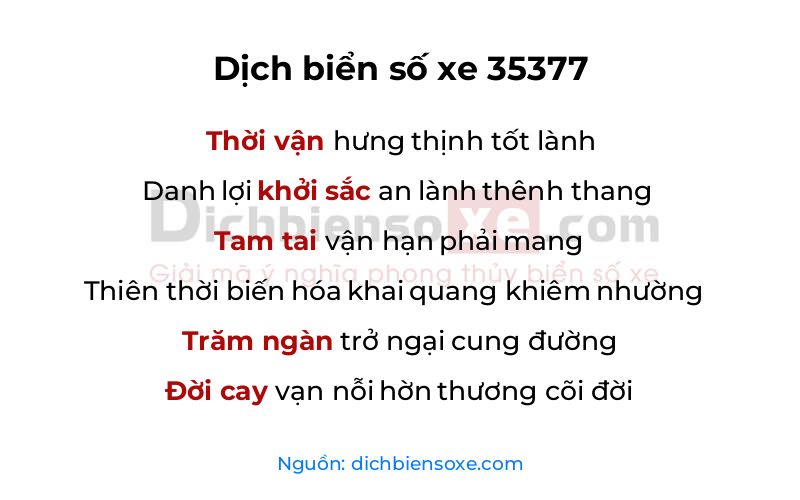 Dịch thơ biển số 35377