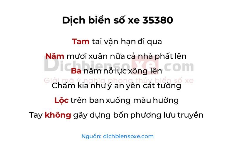 Dịch thơ biển số 35380