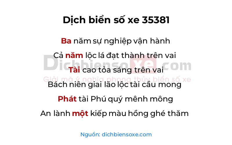 Dịch thơ biển số 35381