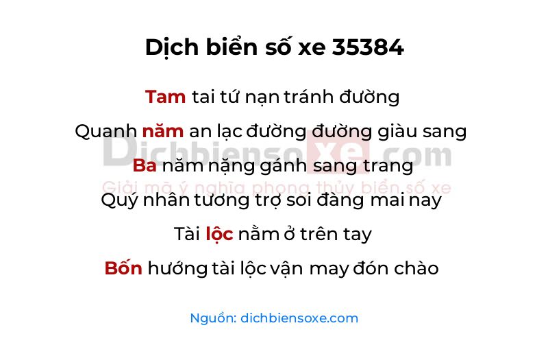 Dịch thơ biển số 35384