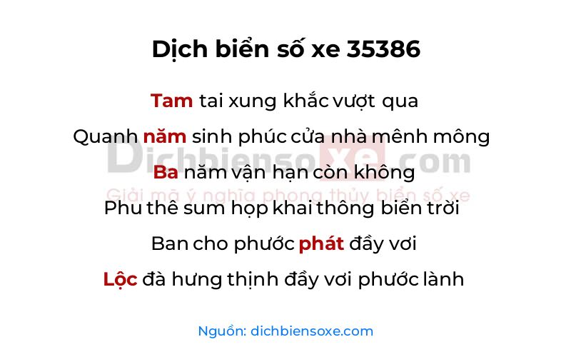 Dịch thơ biển số 35386
