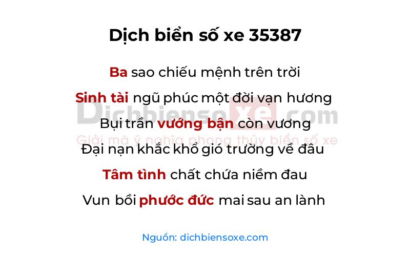 Dịch thơ biển số 35387