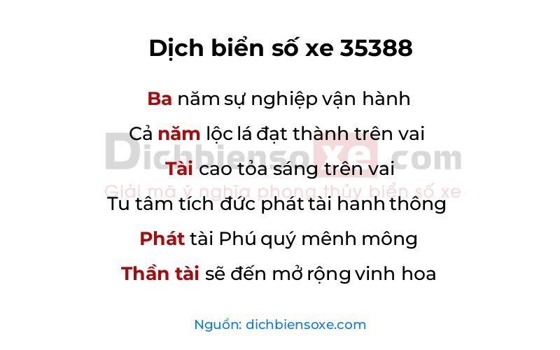 Dịch thơ biển số 35388