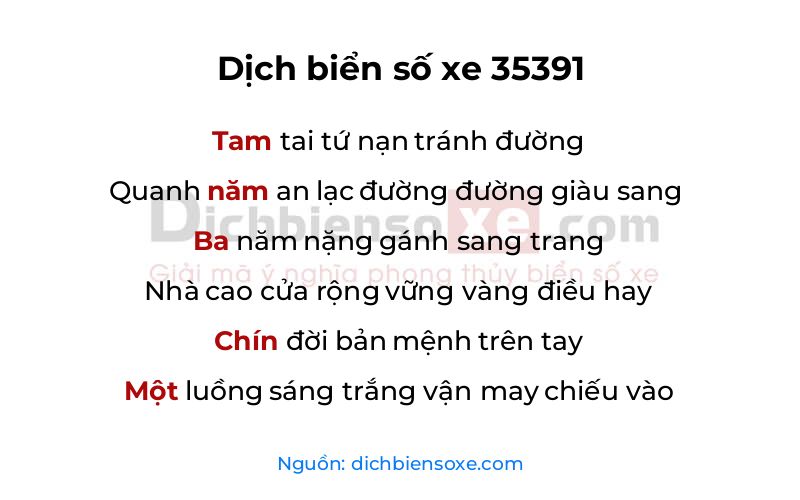 Dịch thơ biển số 35391