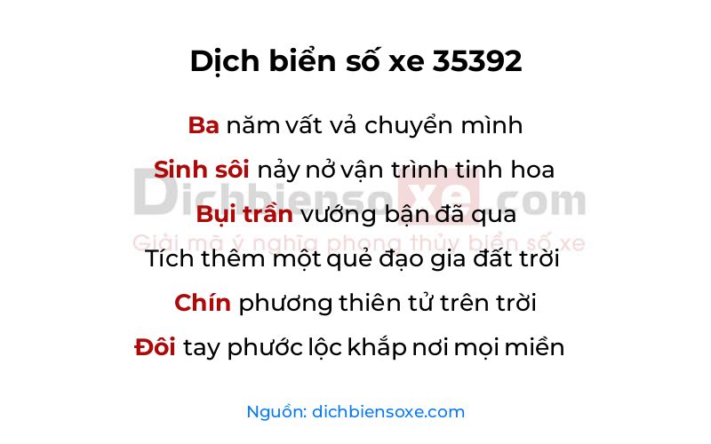Dịch thơ biển số 35392