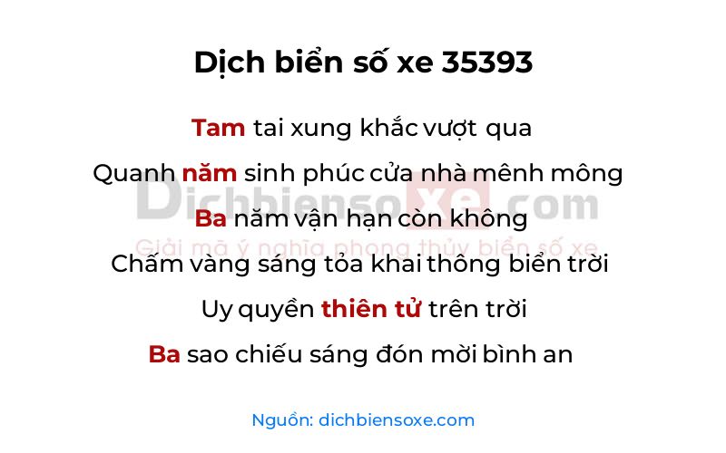 Dịch thơ biển số 35393