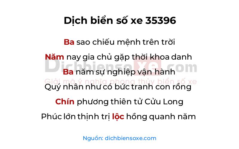 Dịch thơ biển số 35396