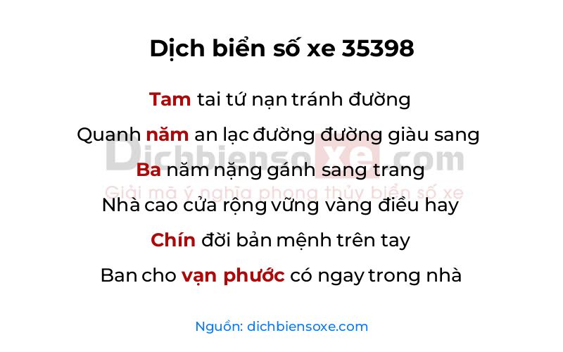Dịch thơ biển số 35398