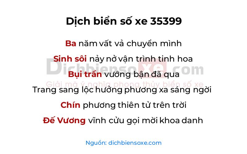Dịch thơ biển số 35399