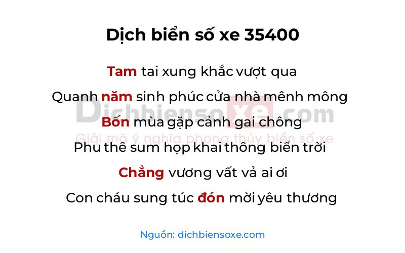 Dịch thơ biển số 35400