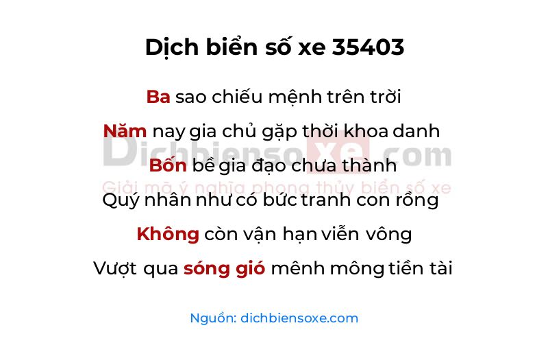 Dịch thơ biển số 35403