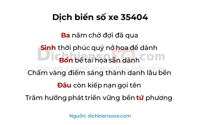 Dịch thơ biển số 35404