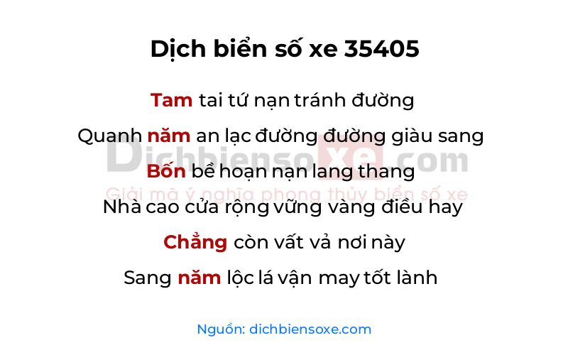 Dịch thơ biển số 35405
