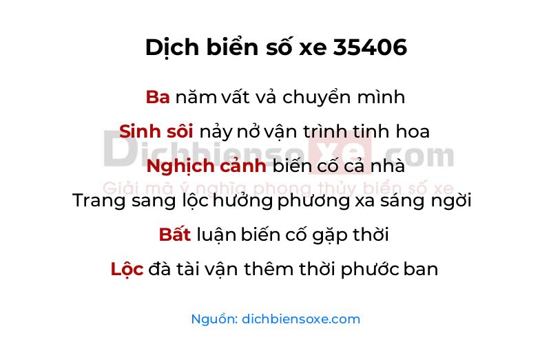 Dịch thơ biển số 35406