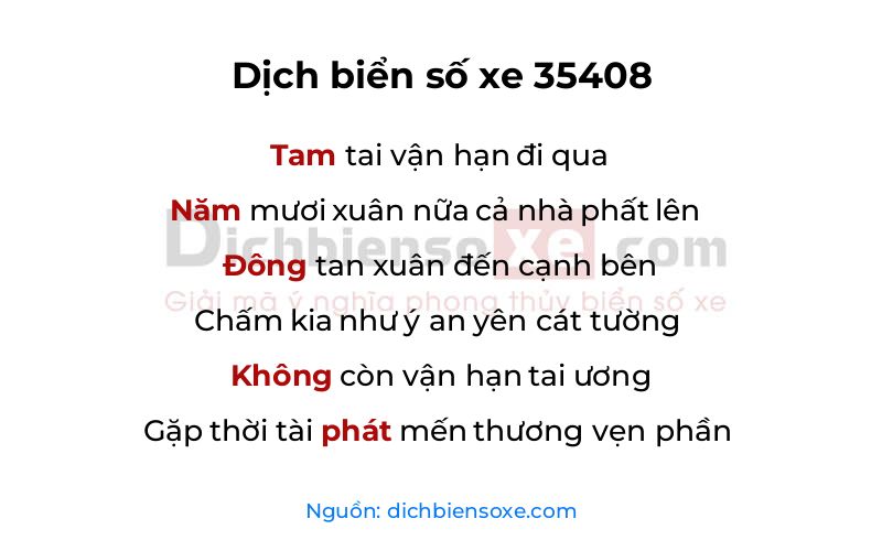 Dịch thơ biển số 35408