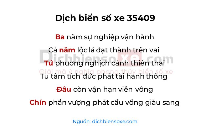 Dịch thơ biển số 35409