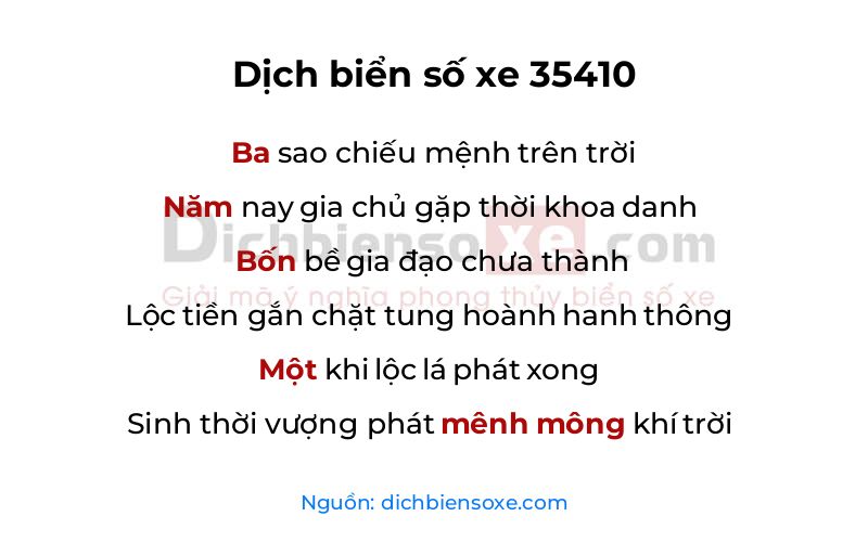 Dịch thơ biển số 35410