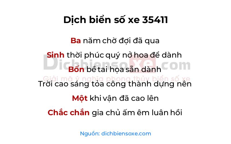 Dịch thơ biển số 35411
