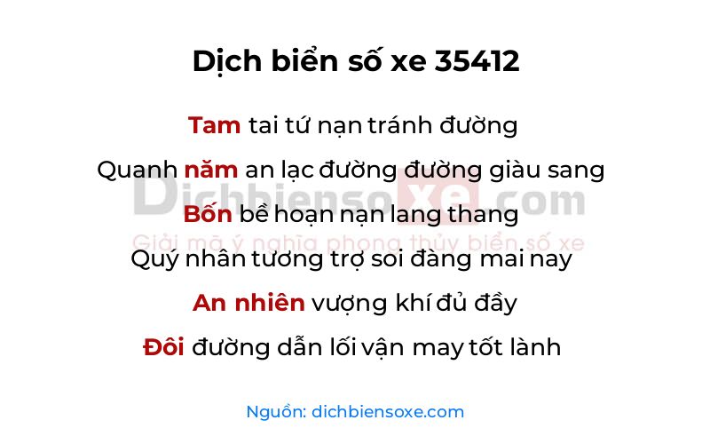 Dịch thơ biển số 35412