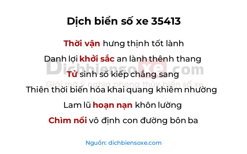 Dịch thơ biển số 35413