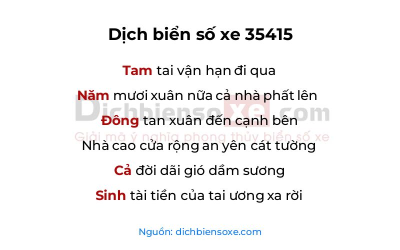 Dịch thơ biển số 35415