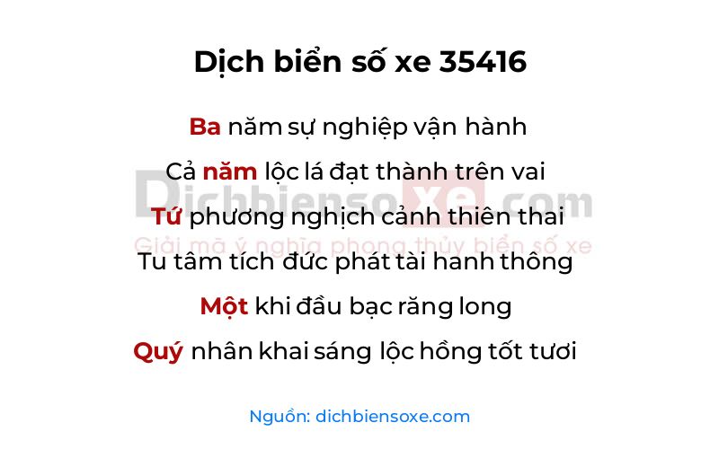 Dịch thơ biển số 35416