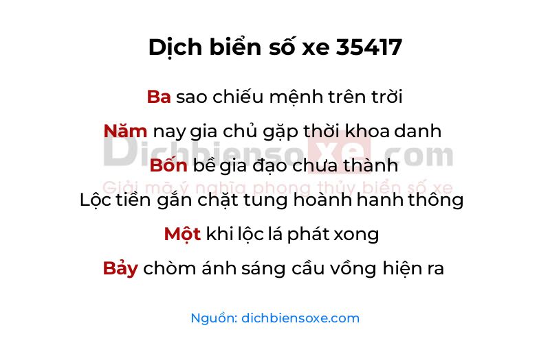 Dịch thơ biển số 35417