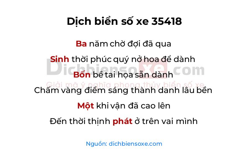 Dịch thơ biển số 35418
