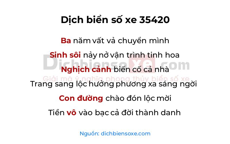 Dịch thơ biển số 35420