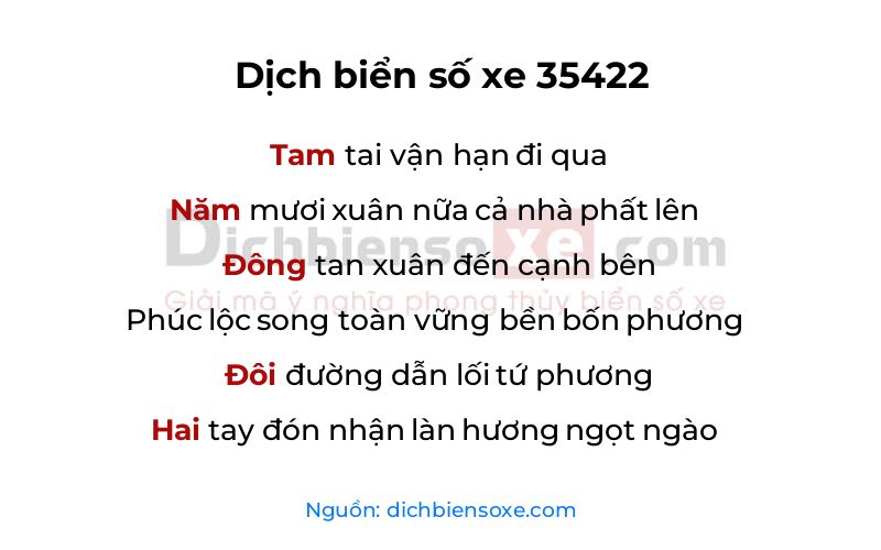 Dịch thơ biển số 35422