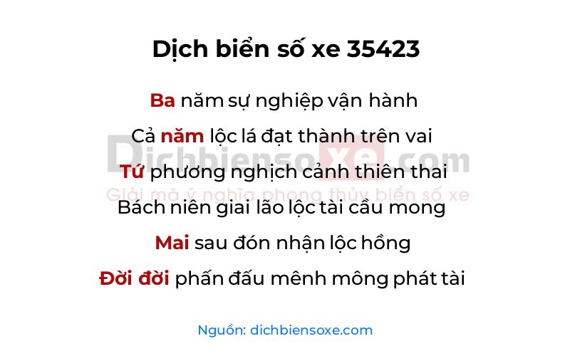 Dịch thơ biển số 35423