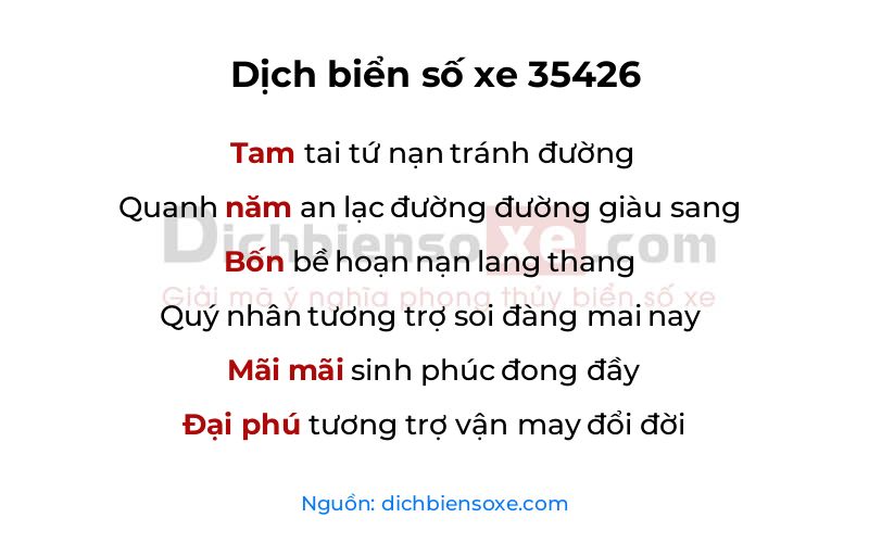 Dịch thơ biển số 35426