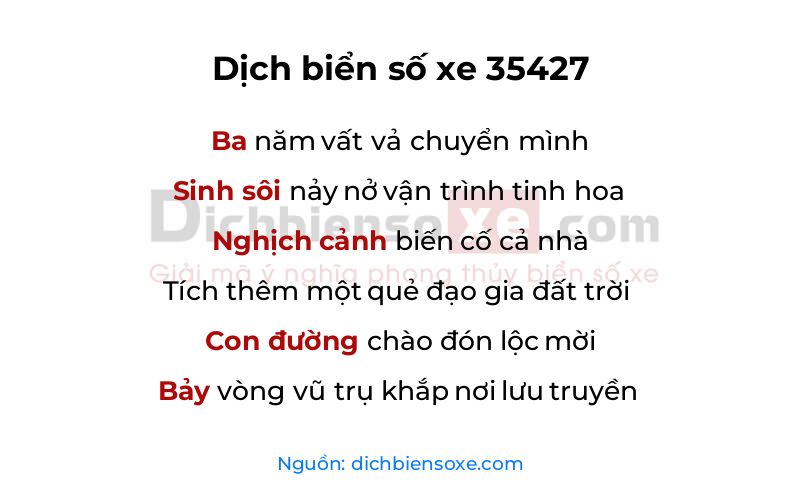 Dịch thơ biển số 35427