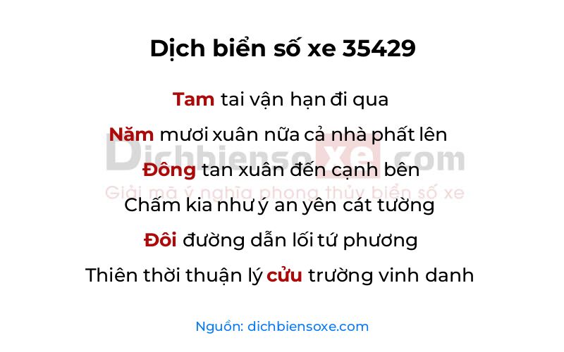 Dịch thơ biển số 35429