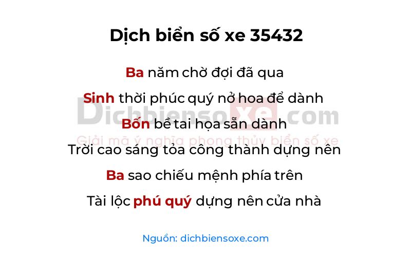 Dịch thơ biển số 35432