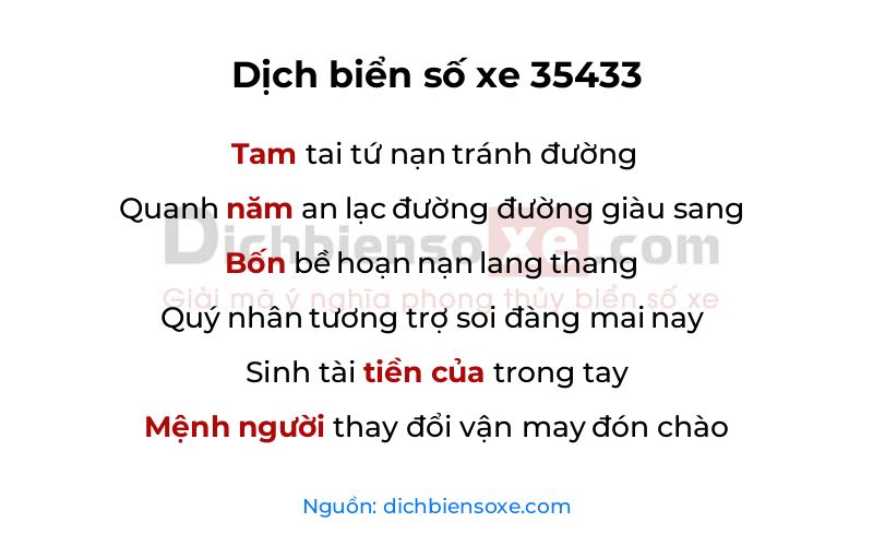 Dịch thơ biển số 35433