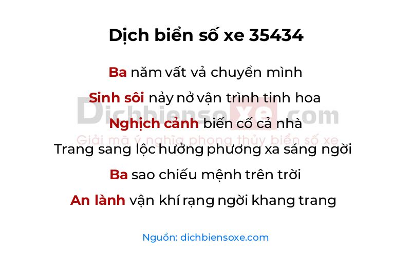 Dịch thơ biển số 35434