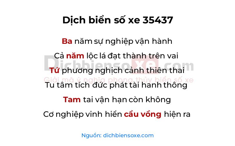 Dịch thơ biển số 35437